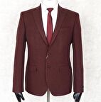 JAN CARLUCCİ Yünlü Erkek Regular Fit Mono Yaka Bordo Drop 6 Tek Ceket