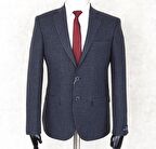 JAN CARLUCCİ Yünlü Erkek Regular Fit Mono Yaka Lacivert Drop 4 Tek Ceket