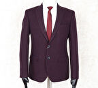 JAN CARLUCCİ Yünlü Erkek Regular Fit Mono Yaka Bordo Drop 4 Tek Ceket