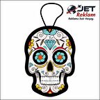 Jethızında Elmas Kuru Kafa Tasarımlı Parfüm Esanslı Ipli Dekoratif Asma Ayna Oto Araç Kokusu