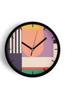 Soyut - Geometrik Temalı Modern Duvar Saati - 42cm - Önü Camlı Siyah Kasa - Sessiz Mekanizma