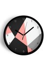 Soyut - Geometrik Temalı Modern Duvar Saati - 35cm - Önü Camlı Siyah Kasa - Sessiz Mekanizma