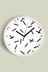 Soyut Geometrik Temalı Modern Duvar Saati - 35cm - Önü Camlı Beyaz Kasa - Sessiz Mekanizma