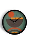 Soyut - Bohem - Geometrik Temalı Modern Duvar Saati - 35cm - Önü Camlı Siyah Kasa - Sessiz Mekanizma