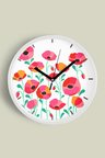 Soyut Çiçek Modern Duvar Saati - 25cm - Önü Camlı Beyaz Kasa - Sessiz Mekanizma