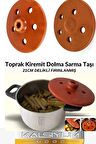 Kiremit Toprak Dolma Sarma Taşı Kapağı Büyük 21cm Sırlı Delikli Fırınlanmış Yaprak Sarma Dolma Taşı