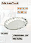 Dilimli Kayık Tabak 24 cm No: 2 Paslanmaz Çelik Tabak