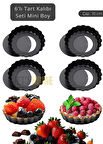 6’lı Set Mini Boy Tart Kalıbı Çıkartılabilir Tabanlı Turta Kalıbı Karbon Çelik Kek Kalıbı 10 cm