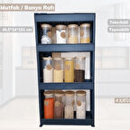 4 Katlı Mutfak Rafı Tekerlekli Organizer Dar Banyo Düzenleyici Motek Siyah Banyo Rafı