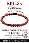 Sertifikalı Terahertz – Kızıl Yemen Akiği Taşı Bileklik (İnce Model) – Nazar Koruması, Kararlılık ve Ruhsal Dayanıklılık Taşı