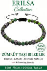 Sertifikalı Fasetli Terahertz – Zümrüt Taşı Bileklik (İnce Model) – Kalp Gücü, Bereket ve Şifa Taşı