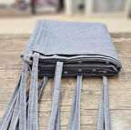 CEYLAN Home Balkon Perdesi Brandası Bağcıklı Ölçü Seçenekli Düz Gri