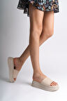 ALICE Düz Topuklu Kalın ve Ortopedik Taban Kadın Terlik CKT - Krem
