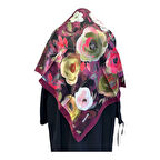 VİŞ002 GÜL DESENLİ VUAL İPEK ŞAL