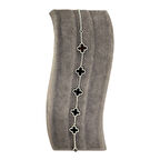 T-BLK-21 GÜMÜŞ RENK İÇİ SİYAH BÜYÜK YONCA BİLEKLİK