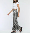 1020 ÇİZGİLİ İP KEMERLİ KETEN PANTOLON