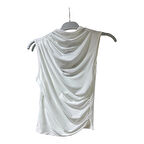 3321 BÜZGÜLÜ SIFIR KOL SANDY BLUZ