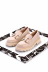 Bej Kumaş  Kadın Loafer Ayakkabı K01246170504