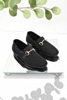 Bambi Siyah Triko  Kadın Loafer Ayakkabi K01320302082