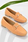 Bambi Turuncu Nubuk  Kadın Loafer Ayakkabi K01542166201