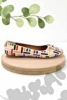 Bambi Ekru Nakisli  Kadın Loafer Ayakkabi K01641167082