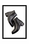 Siyah Hakiki Deri Kadın Bot & Bootie K02028127203