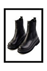 Siyah Hakiki Deri Kadın Bot & Bootie K02031305003