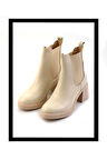 Bej Hakiki Deri Kadın Bot & Bootie K02274320503