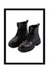Siyah Hakiki Deri Kadın Bot & Bootie K02351320503