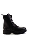 Siyah Hakiki Deri Kadın Bot & Bootie K02586072003