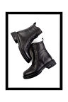 Siyah Hakiki Deri Kadın Bot & Bootie K02724202003