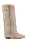 Bej Hakiki Deri Kadın Çizme K03678029002