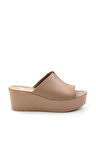 Bej Leather Kadın Terlik K04040012403