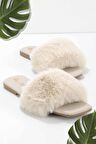 Bambi Bej Kürklü  Kadın Terlik K04647010397