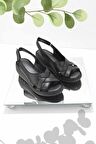 Bambi Siyah Hakiki Deri Kadın Sandalet K05296100403