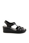 Siyah Leather Kadın Sandalet K05552000503