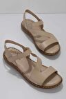 Bambi Bej Hakiki Deri Kadın Sandalet K05907021603