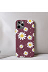 İphone 14 Plus Uyumlu Papatya Desenli İçi Kadife Silikon Tasarım Telefon Kılıfı Kapak