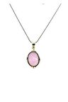 925 Ayar Pembe Kuvars Taşlı Otantik Gümüş Kolye