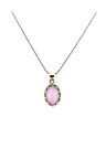 925 Ayar Pembe Kuvars Taşlı Otantik Gümüş Kolye