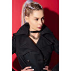 MARSİLYAN- Zincir Detaylı Zarif Deri Choker Tasma - APFT668-S1