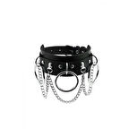 MARSİLYAN- Halka ve Zincir Detaylı Seksi Choker - APFT407