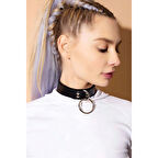 MARSİLYAN- Halka Detaylı Deri Choker, Deri Tasma, Halkalı Tasma - APFT971