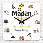 Maden Mühendisine Hediye Ahşap Saat 33cm KA01-1021