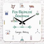 Fen Bilimleri Öğretmenine Hediye Ahşap Saat 33cm KA01-1043