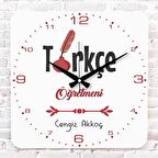 Türkçe Öğretmenine Hediye Ahşap Saat 33cm KA01-1063