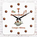 Basketbolcuya Hediye Ahşap Saat 33cm KA01-1101