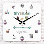 Biyologlara Hediye Ahşap Saat 33cm KA01-1105