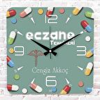 Eczane Teknikerine Hediye Ahşap Saat 33cm KA01-1132