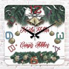 Kişiye Özel Mutlu Yıllar Tasarımlı Hediye Ahşap Saat 33cm KA01-1188